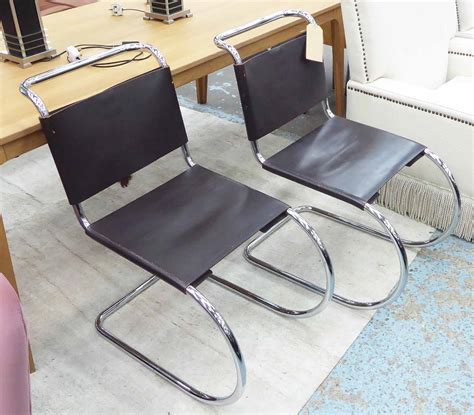 ATTRIBUTED TO MIES VAN DER ROHE MR STYLE CHAIRS, a pair 
