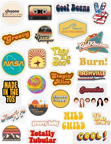 Retro 70s Sticker Pack Iphone Case Stickers Aesthetic Stickers