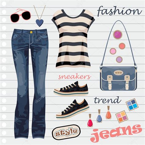 Jeans Fashion Set — Stock Vector © Gurzzza 11859140