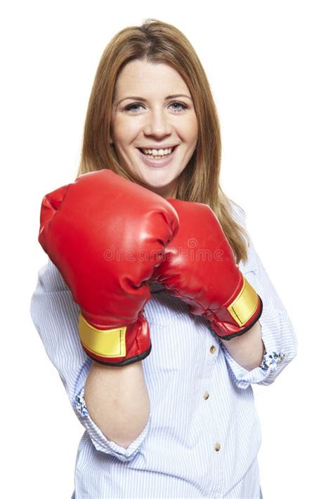 Young Woman Wearing Boxing Gloves Smiling Stock Photo Image Of Boxer