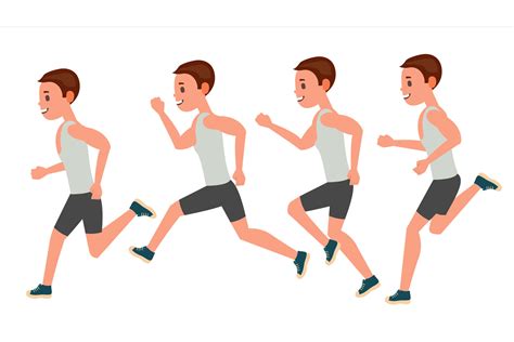 male running vector animation frames set sport athlete fitness character marathon road race