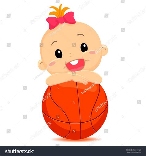 Vector Illustration Baby Girl Holding Ball Stock Vector Royalty Free
