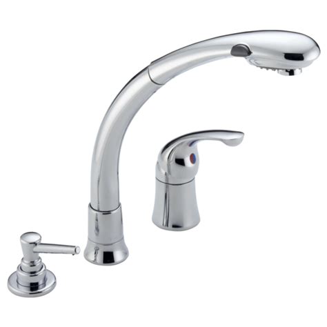 Delta understands the importance of future requirements and therefore stays ahead of the curve and solves problems that people did not realize. Single Handle Pull-Out Kitchen Faucet with Soap Dispenser ...