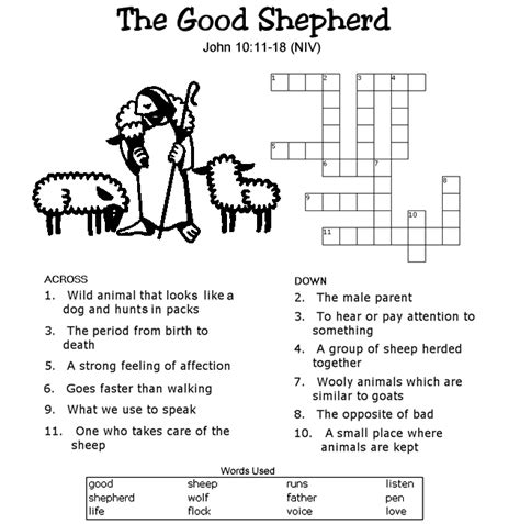 Puzzles are always free to solve. The Good Shepherd crossword puzzle | Printable bible ...