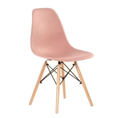 Cadeira Charles Eames Eiffel dsw Base de madeira clara Rosa Quartz em Promoção Ofertas na