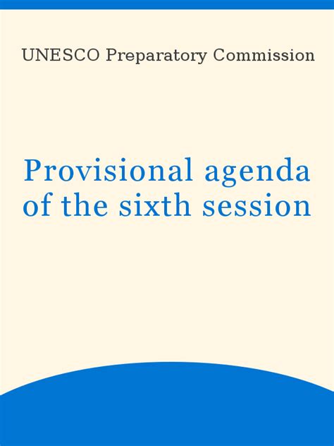 Provisional Agenda Of The Sixth Session
