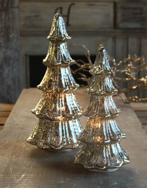 12 Inch Lighted Mercury Glass Christmas Tree From Raz