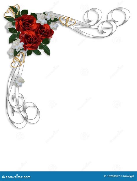 Wedding Invitation Red Roses Border Royalty Free Illustration