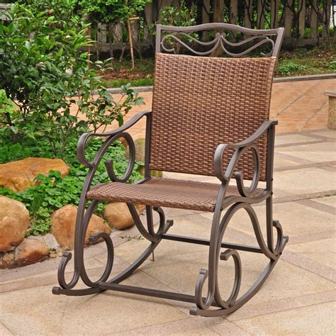 Kinbor 3pcs outdoor garden rocking wicker lounge with cushion 8. International Caravan Valencia Resin Wicker Rocking Chair ...