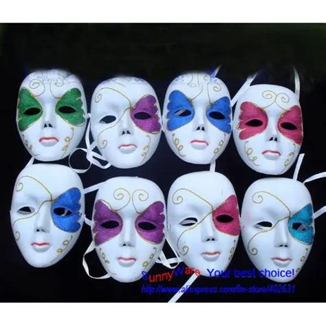 8pcs White Masks Diy Masquerade Masks Plain Venetian Half Face Masks
