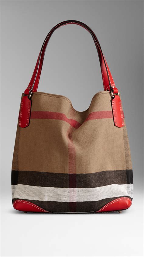 Burberry Large Canvas Check Tote Bag