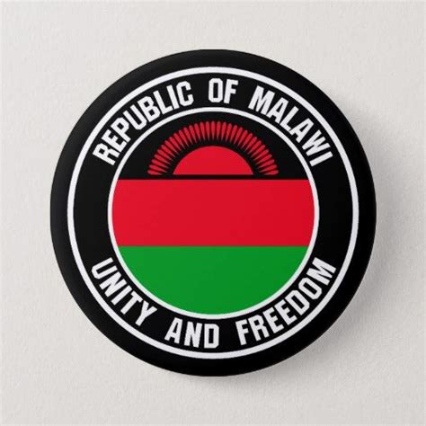 Malawi Round Emblem Button Malawi Flag Personalized