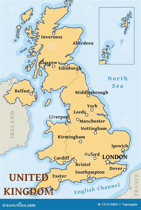 Uk Cities Map Stock Vector Illustration Of Border Outline 141215802