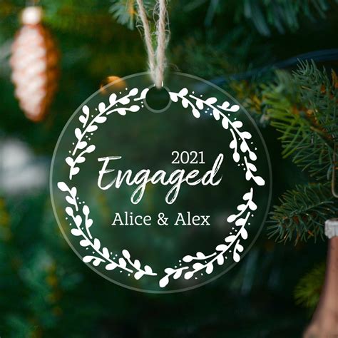 Acrylic Engaged Ornament Personalized Engagement Ornament Etsy