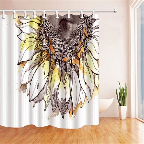 Artjia Kotom Abstract Flowers Hand Painted Sunflowers Polyester Fabric