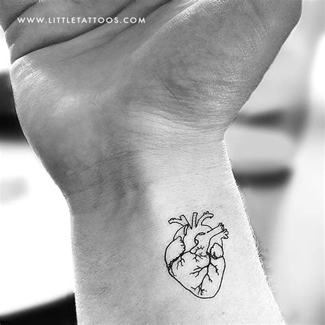 Anatomical Heart Outline Temporary Tattoo Set Of 3 Little Tattoos