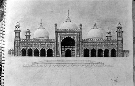 How To Draw Badshahi Mosque At How To Draw