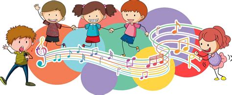 Happy Children Dancing With Music Notes On White Background 6435044