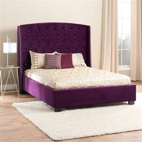 Featuring Wing Back Styling On A Diamond Tufted Headboard The Diva In A Velvet Purple Bed