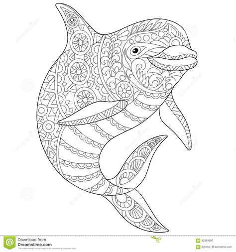 Well, a deer is the ancient ruminant mammal that belongs to the cervidae family. Zentangle stylized dolphin stock vector. Illustration of ...
