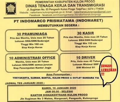 Check spelling or type a new query. DISNAKERTRANS - Lowongan Pramuniaga, Kasir, Administrasi ...