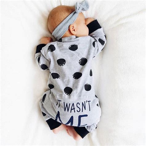 New Unisex Baby Boys Girls Clothes Long Sleeve Polka Dot Print Baby