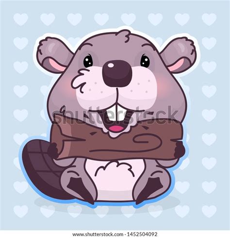 Cute Beaver Kawaii Cartoon Vector Character Image Vectorielle De