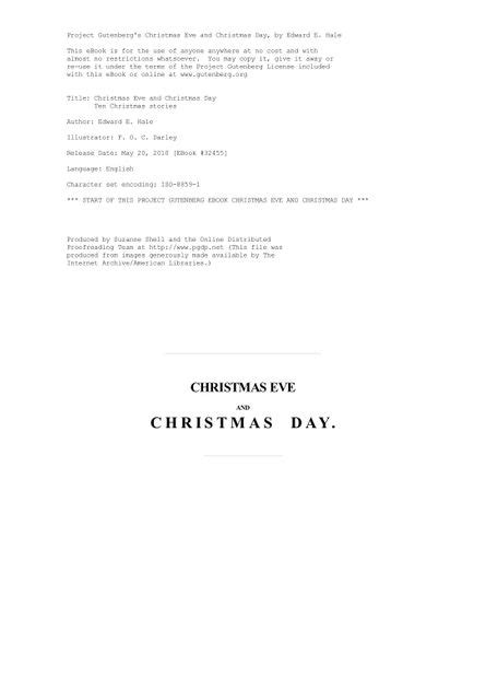 Christmas Eve And Christmas Day By Edward E Hale Pdf