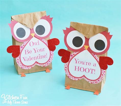 Valentine Owl Craft Paper Treat Bags With A Free Printable Paper