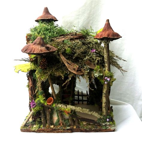 Forest Whimsy Fairy House With Little Garden Pots Waiting For A Fairy Or Gnome Gardener Contact