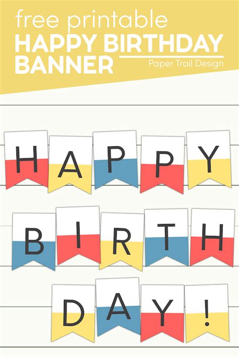 Colorful Happy Birthday Banner Printable Paper Trail Design