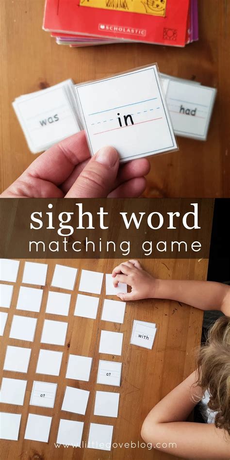 Sight Word Matching Game For Beginner Readers Little Dove Blog