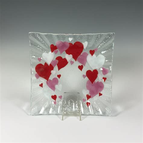 Fused Glass Hearts Dish Valentine S Day Plate