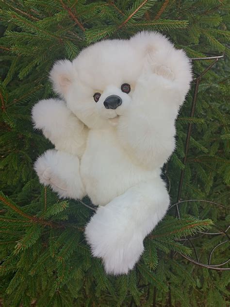 Альбус Мишка Тедди белого цвета из меха Schulte Рост 45 см купить онлайн на Ярмарке
