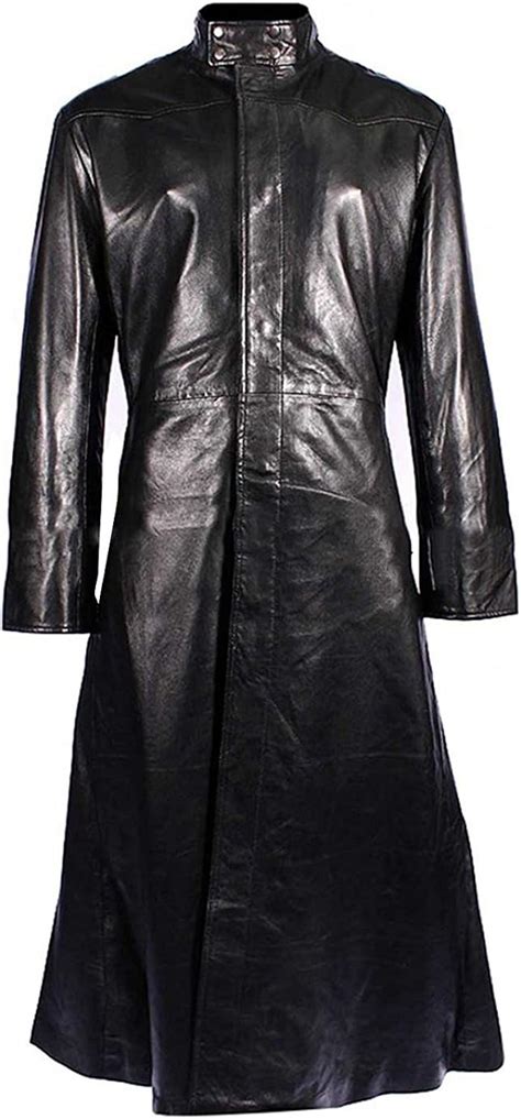 Mens Black Long Length Gothic Trench Leather Matrix Coat At Amazon Men