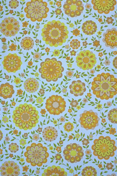 Stunning Vintage Yellow Floral Wallpaper From The 1970s