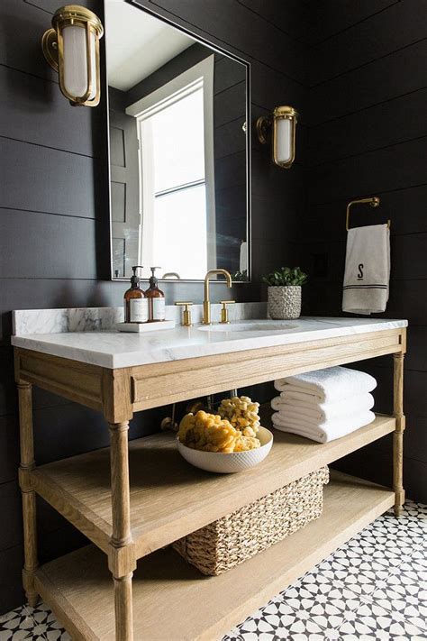 To top that off, the toilet and tub were biscuit color and not white. Bathroom with reclaimed wood vanity, white marble ...