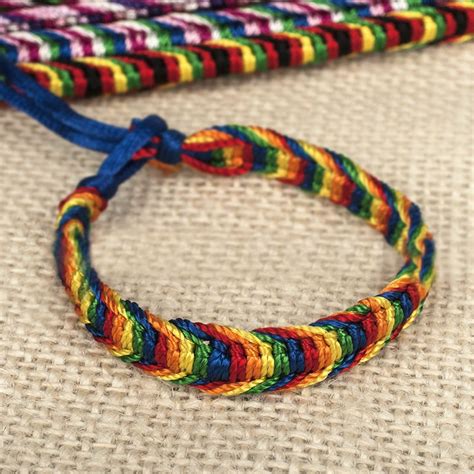 Abl0221120 Lgbt Pride Rainbow Gay Pride Awareness Handmade Nepal Brazilian String Cord Woven