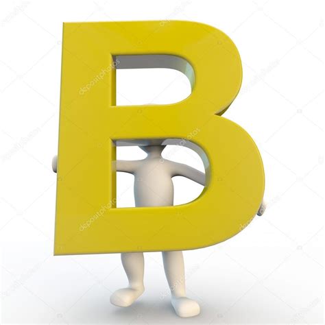 మీ పేరు b లెటర్ తో మొదలవుతుందా! 3D Human character holding yellow letter B — Stock Photo ...