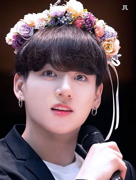 Jungkook cute and funny moments 2020 copyright disclaimer: Jungkook with Flower crown | Jungkook cute, Jungkook, Bts ...