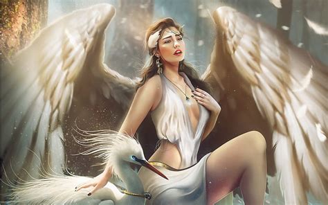 Fantasy Angel Feather Wings Woman HD Wallpaper Peakpx