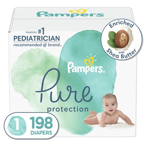 Pampers Pure Protection Natural Newborn Diapers Size 1 198 Ct