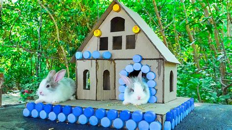 Diy How To Build Two Story House From Cardboard For Rabbit Youtube