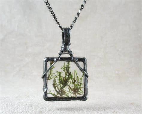 Real Plant Necklace Botanical Dried Plant Terrarium Etsy