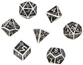 Polyhedral 7 Die Set Carved Dwarven Dice Set White And Black
