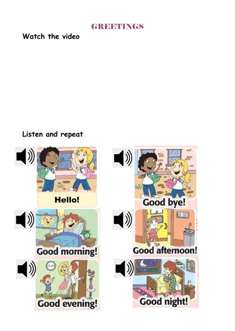 Ficha Interactiva De Greetings Para Grade 1 1st Grade Worksheets