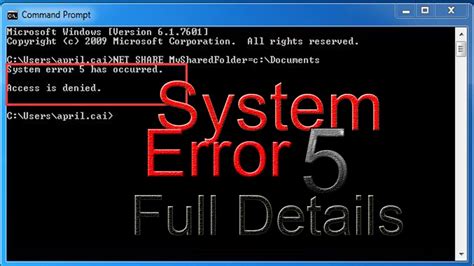 System Error 5windows Hidden Administrator Account Youtube