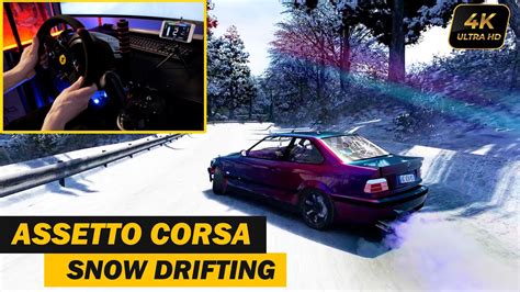 BMW E36 SNOW DRIFTING Assetto Corsa Tsukuba Snow Gameplay 4K