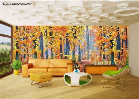 3d Orange Yellow Forest Autumn Entire Room Wallpaper Wall Murals Art