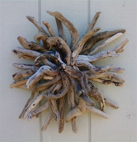 Sunburst Driftwood Wall Hanging Round Wood Sculpture Coastal Etsy